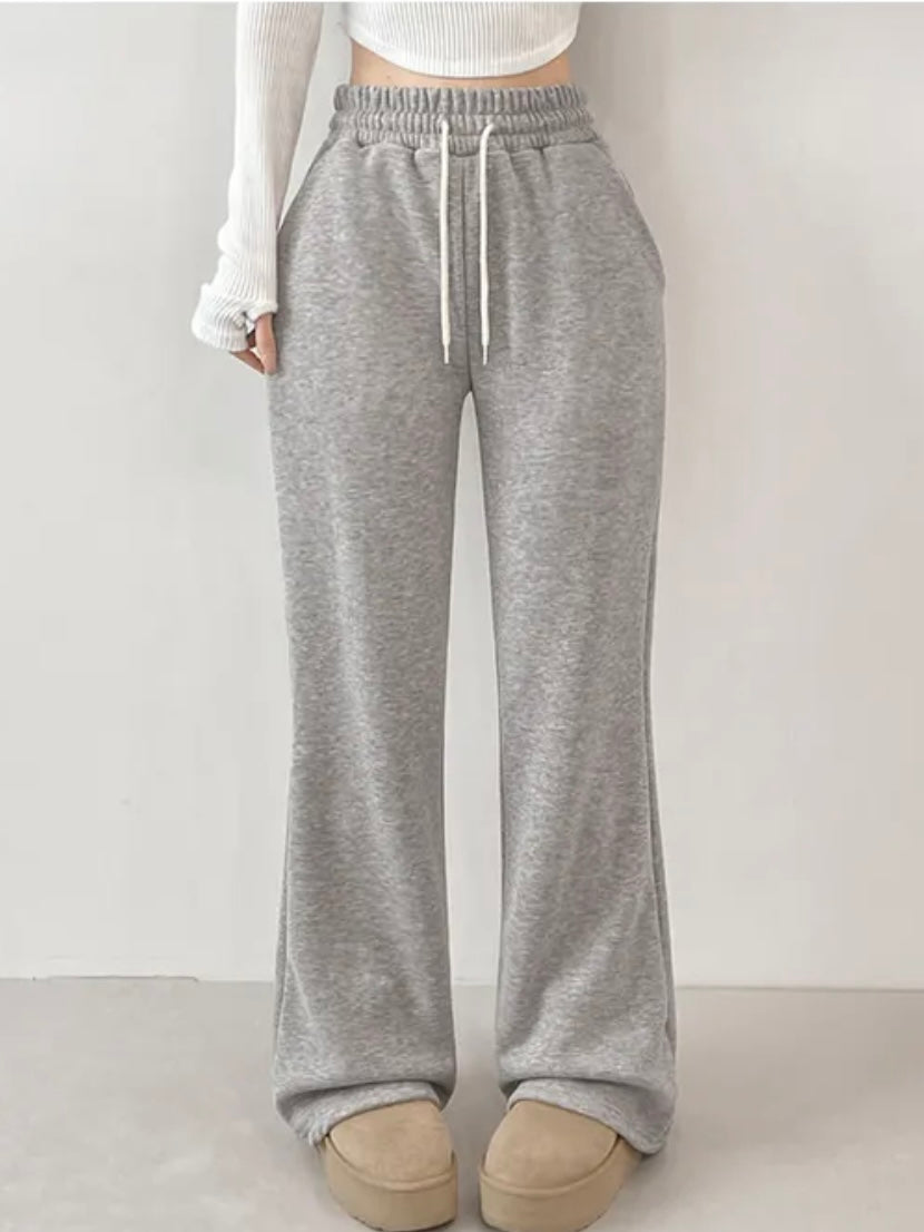 [3 Lengths] Pyjama-Soft Fuzzy Fleece Bootcut Pants with Pockets(Grey)