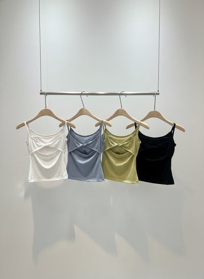 [Removable Pads] Cross-Back Twist Cotton Modal Bra Top(4 colors)