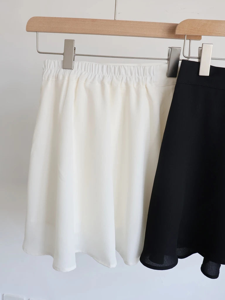 Lightweight Tulip Wrap Chiffon A-Line Mini Skirt(Black)