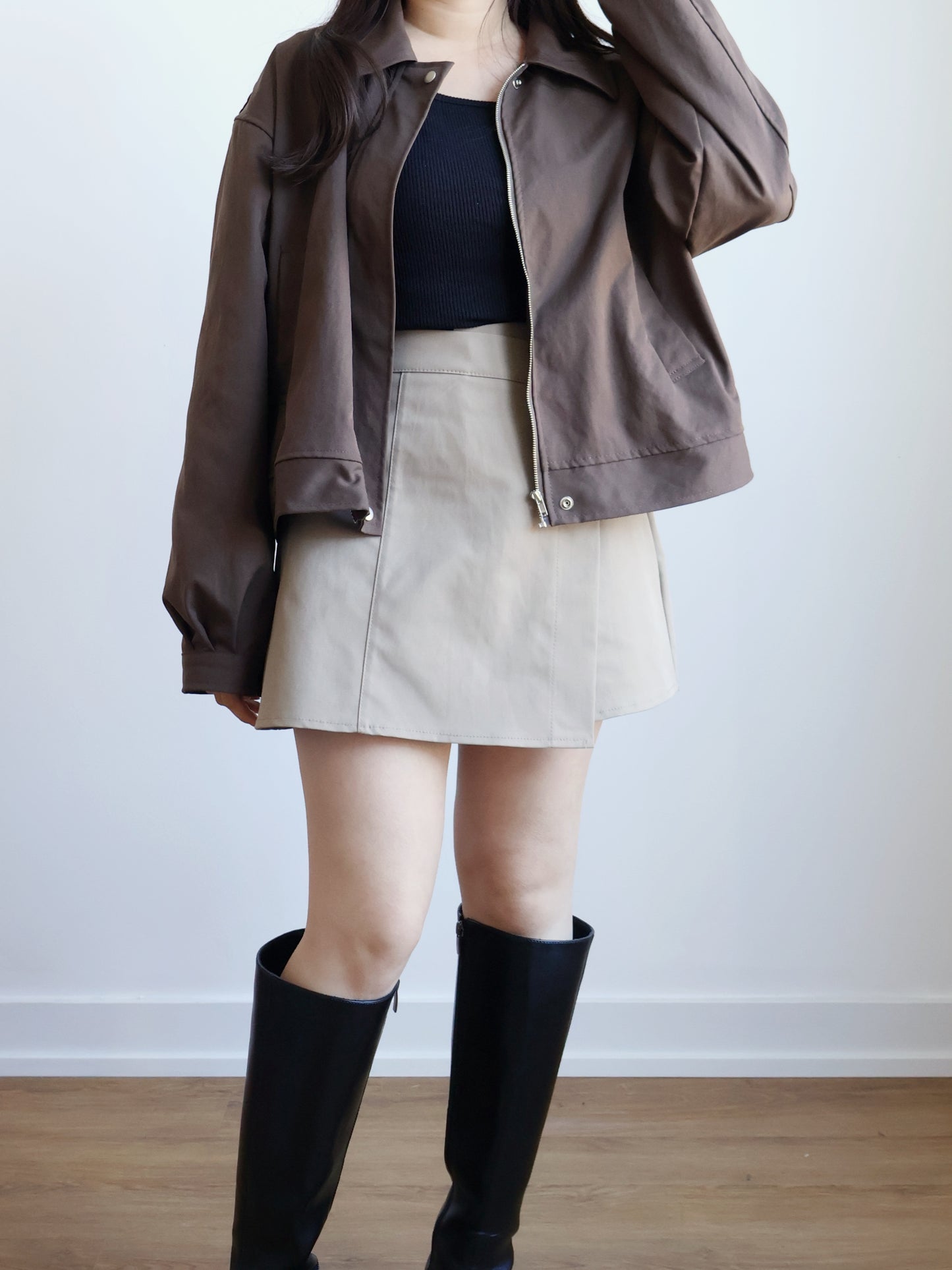 Earth-toned Windproof Zipper Jacket(Brown)