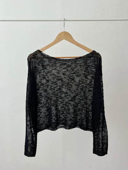 Dreamy Boat Neck Melange Sheer Sweater(4 colors)