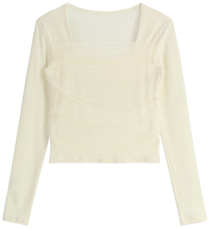 Romantic Sheer Square Neck Tee(3 colors)