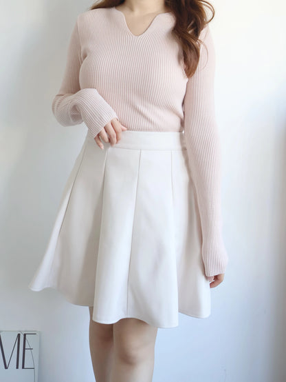 High-Stretch V-Neck Slim Fit Knit Top(Pink)