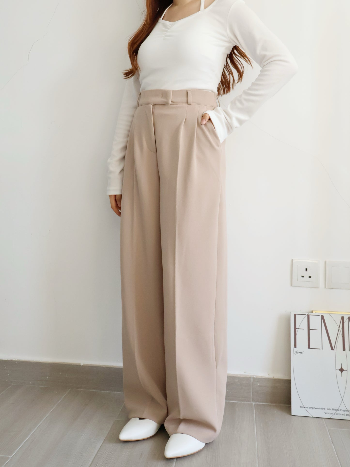 [Best Seller🏅] Wrinkle-free Fabric Pleated Straight Leg Trousers(Camel)