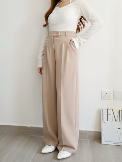 [Best Seller🏅] Wrinkle-free Fabric Pleated Straight Leg Trousers(Camel)