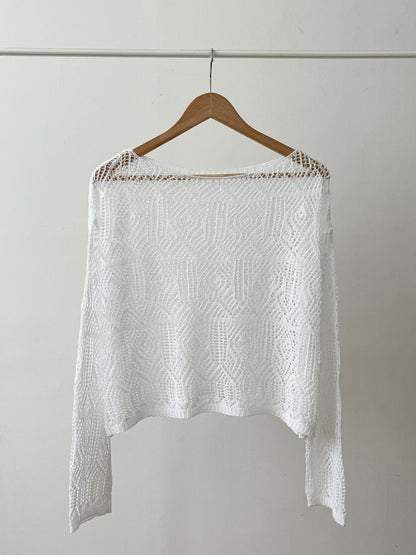 Boat Neck Open Stitch Loose Fit Sweater(3 colors)