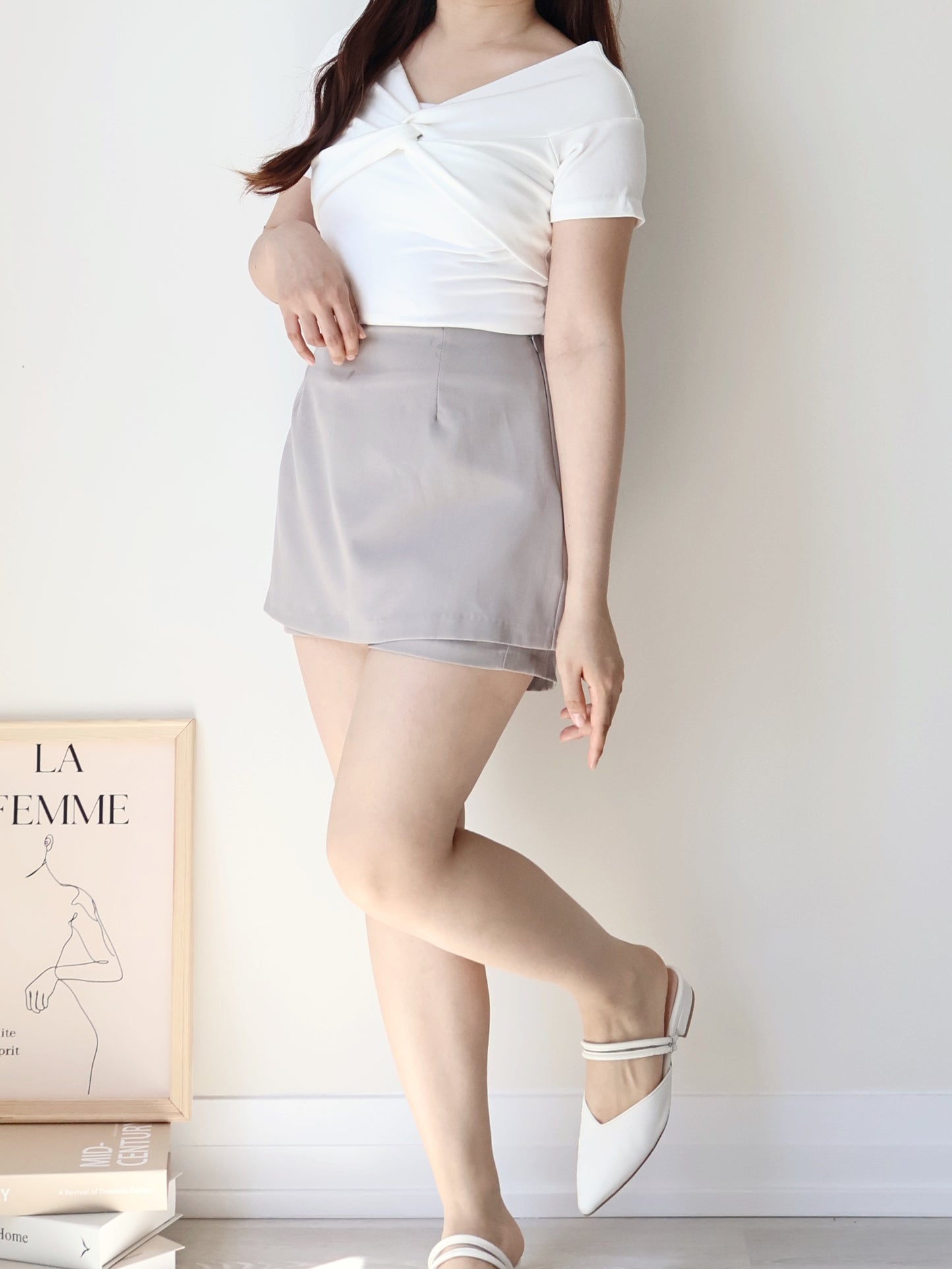 +5cm Leg-Elongating A-Line Tailored Skort(Mocha)
