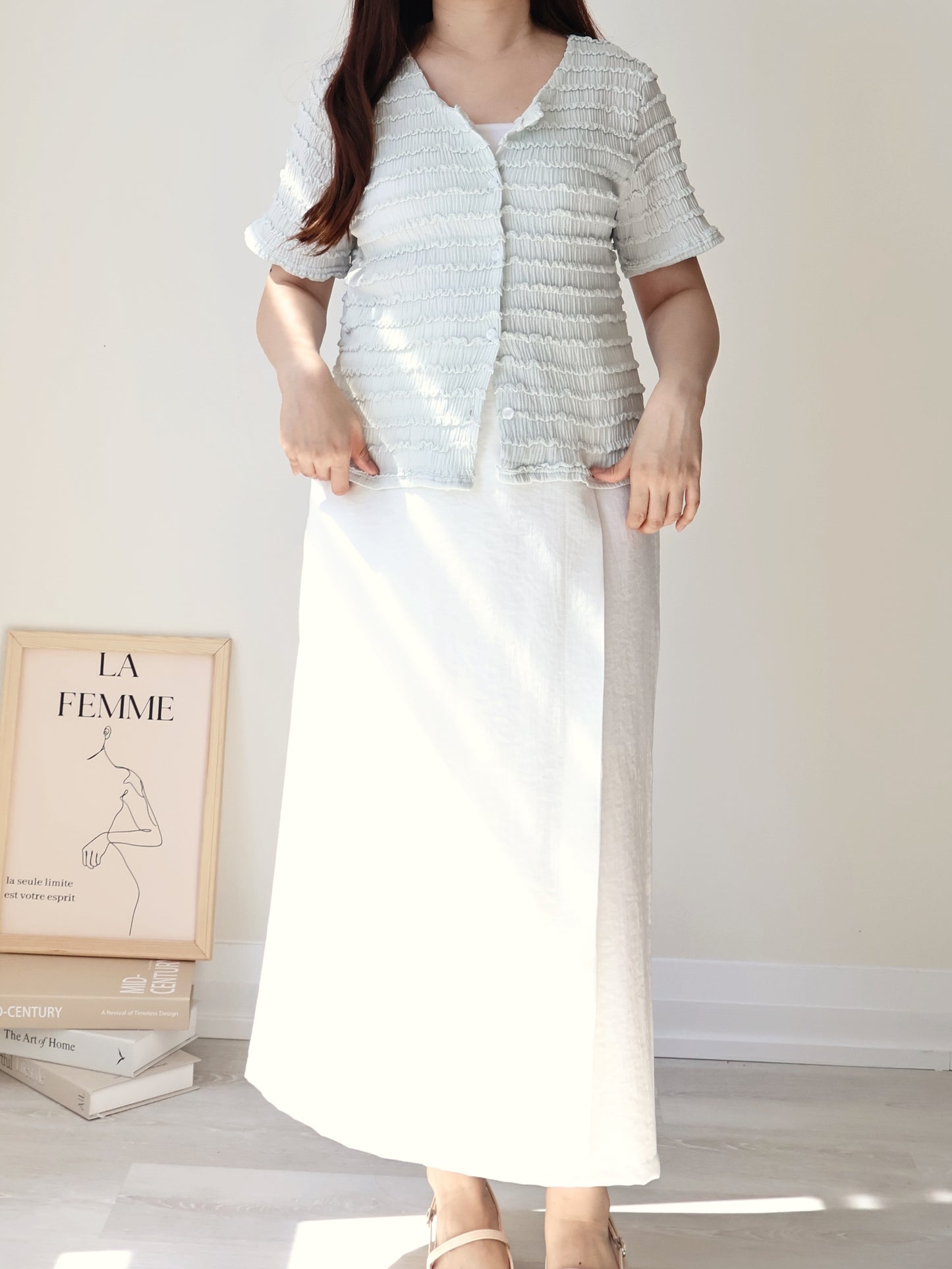 [Wrinkle-Free] Elegant V-Neck Wavy Rippled Cardigan(2 Colors)