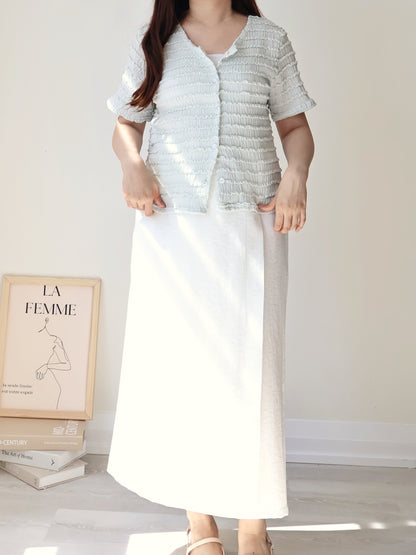 [Wrinkle-Free] Elegant V-Neck Wavy Rippled Cardigan(2 Colors)