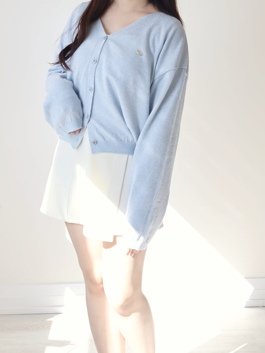 Premium Italy Cotton🇮🇹 Silver Badge Cardigan(Sky blue)