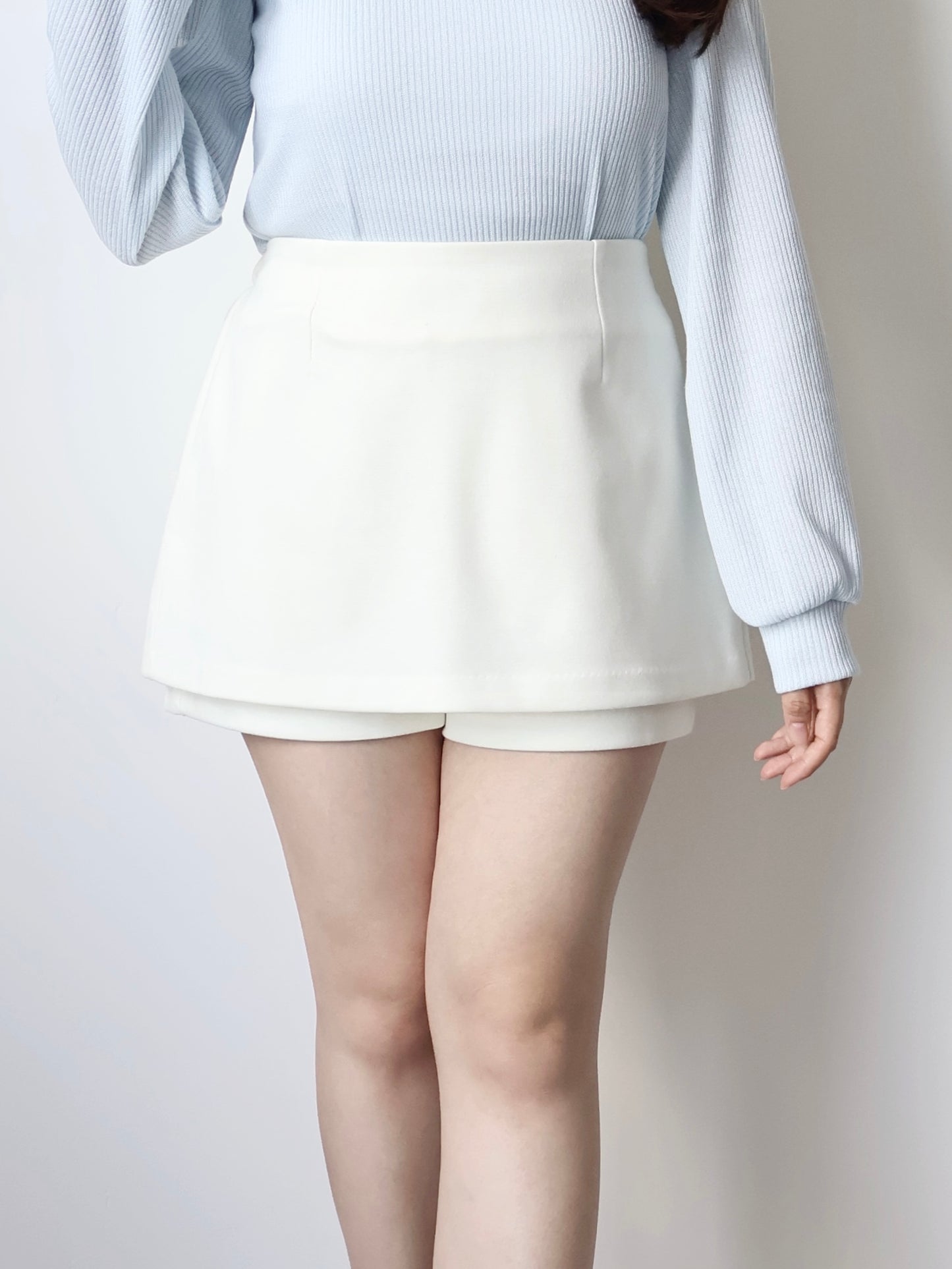 Wrinkle-Free Stretch Cotton A-Line Skort(Ivory)