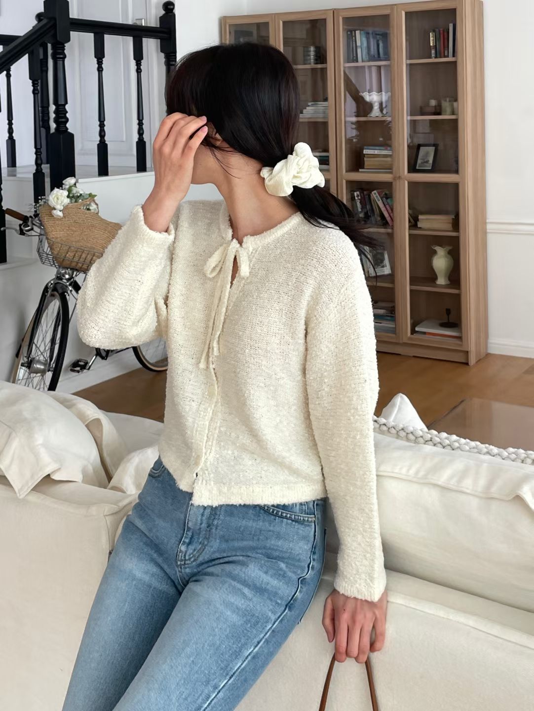 Chic Bow Bouclé Cardigan(4 colors)