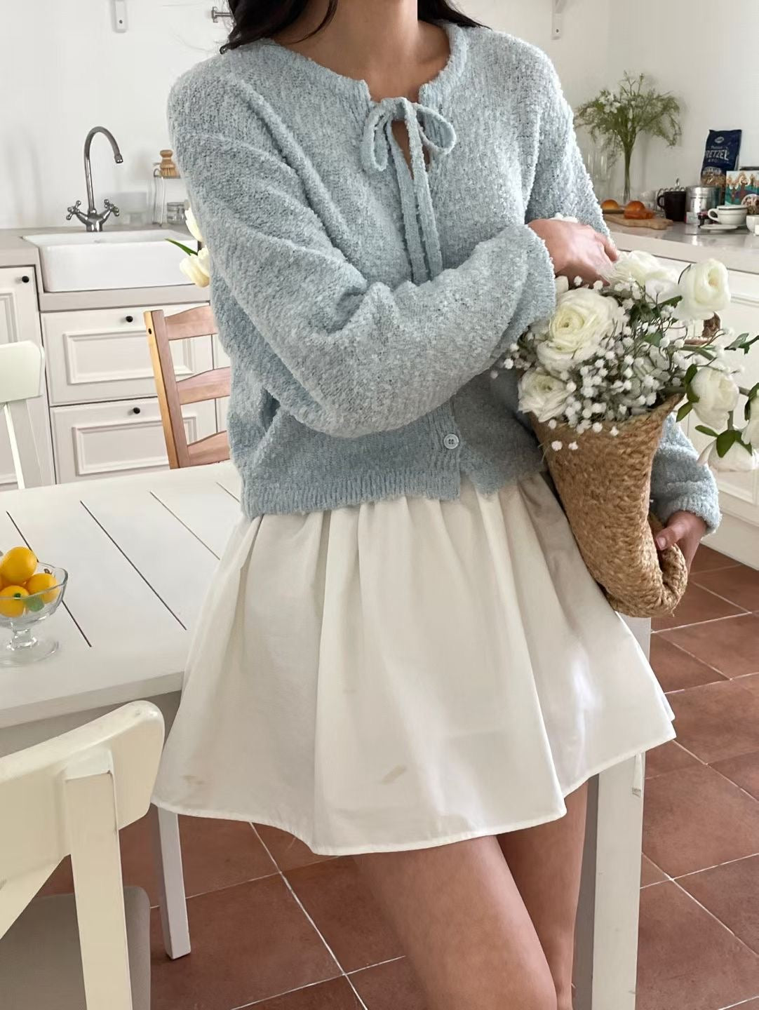 Chic Bow Bouclé Cardigan(4 colors)