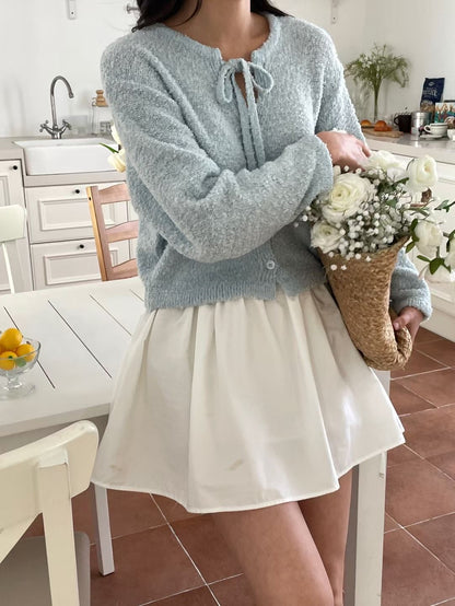 Chic Bow Bouclé Cardigan(4 colors)