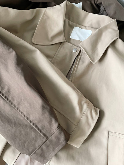 Earth-toned Windproof Zipper Jacket(Brown)