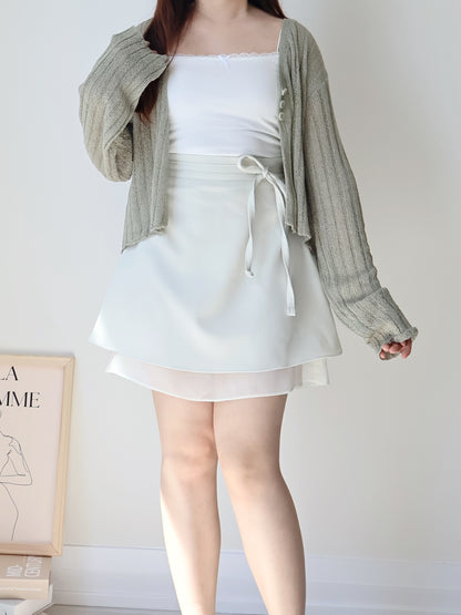 Relaxed Cinnamon V-Neck Knit Cardigan(Matcha)