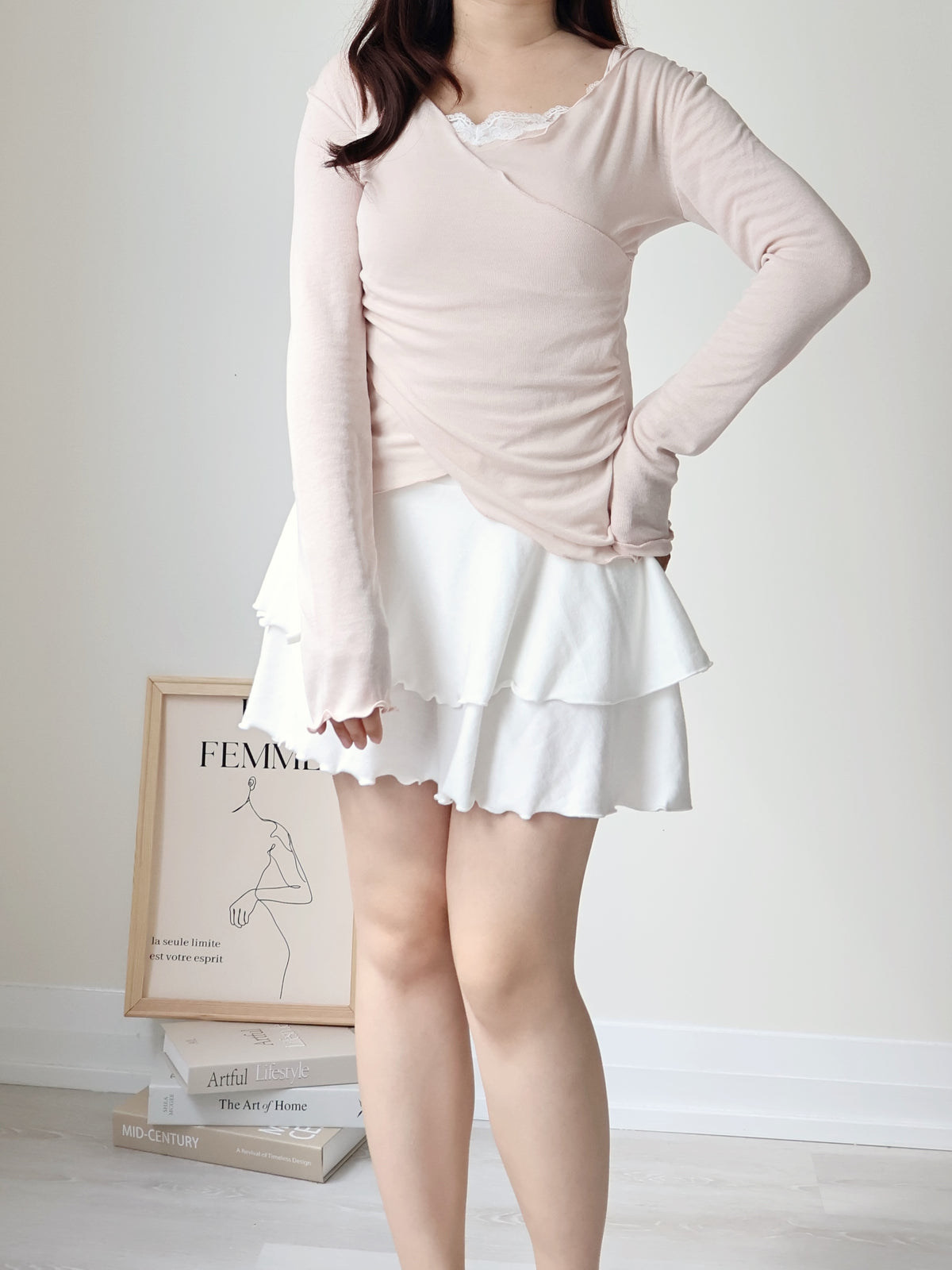 Romantic Lace Layered 2-Way Top(Peach)