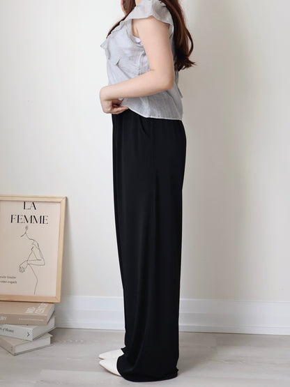 [2-way] Airy Ruffle Halter Tencel Blouse(Light grey)