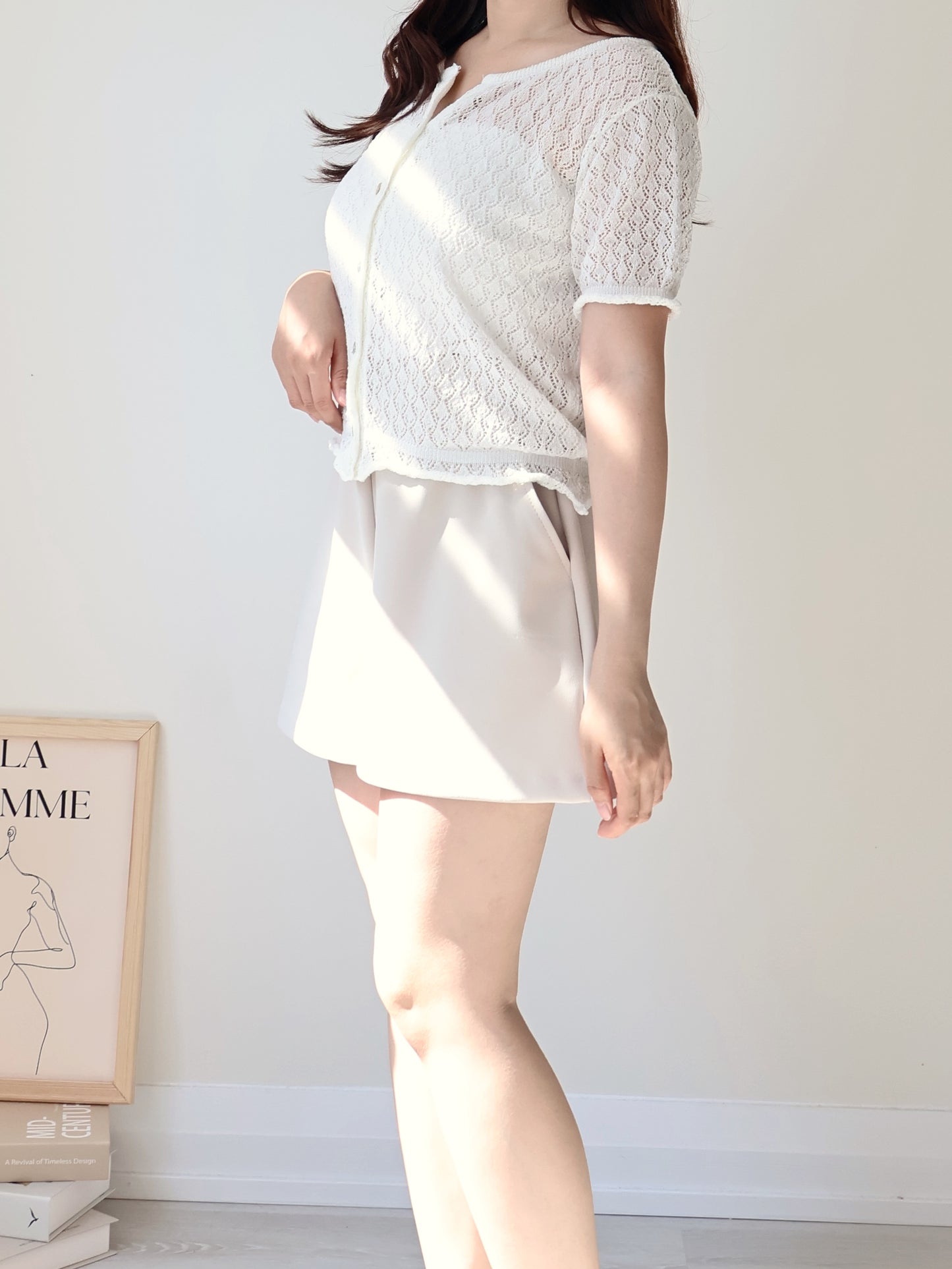 Holiday Vibe Diamond Openwork Knit Cardigan(Ivory)