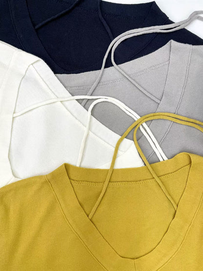 V-Neck Lazy Vibe Halter Sweater(4 colors)