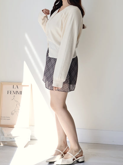 Premium Italian Cotton Soft-Touch Raglan Cardigan(Cream)