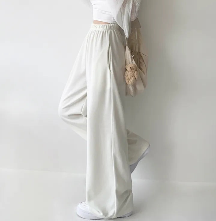 [3 Lengths] Everyday Relaxed Wide-Leg Cotton Pants with Pockets(Cream)