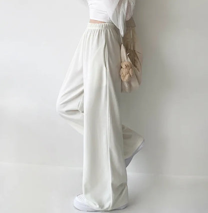 [3 Lengths] Everyday Relaxed Wide-Leg Cotton Pants with Pockets(Cream)