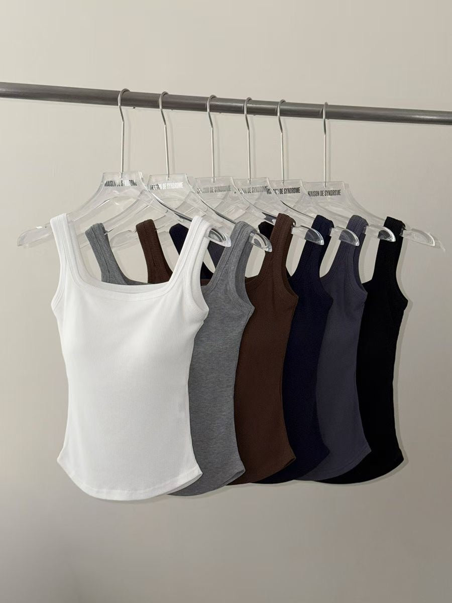 Square Neck Ribbed Bra Top(6 Colors)
