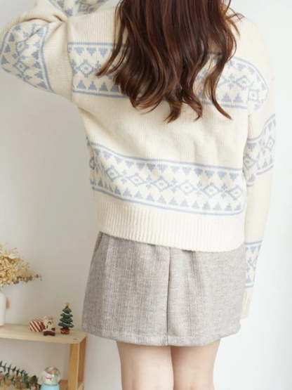 Nordic Round Neck Thick Sweater(Cream)