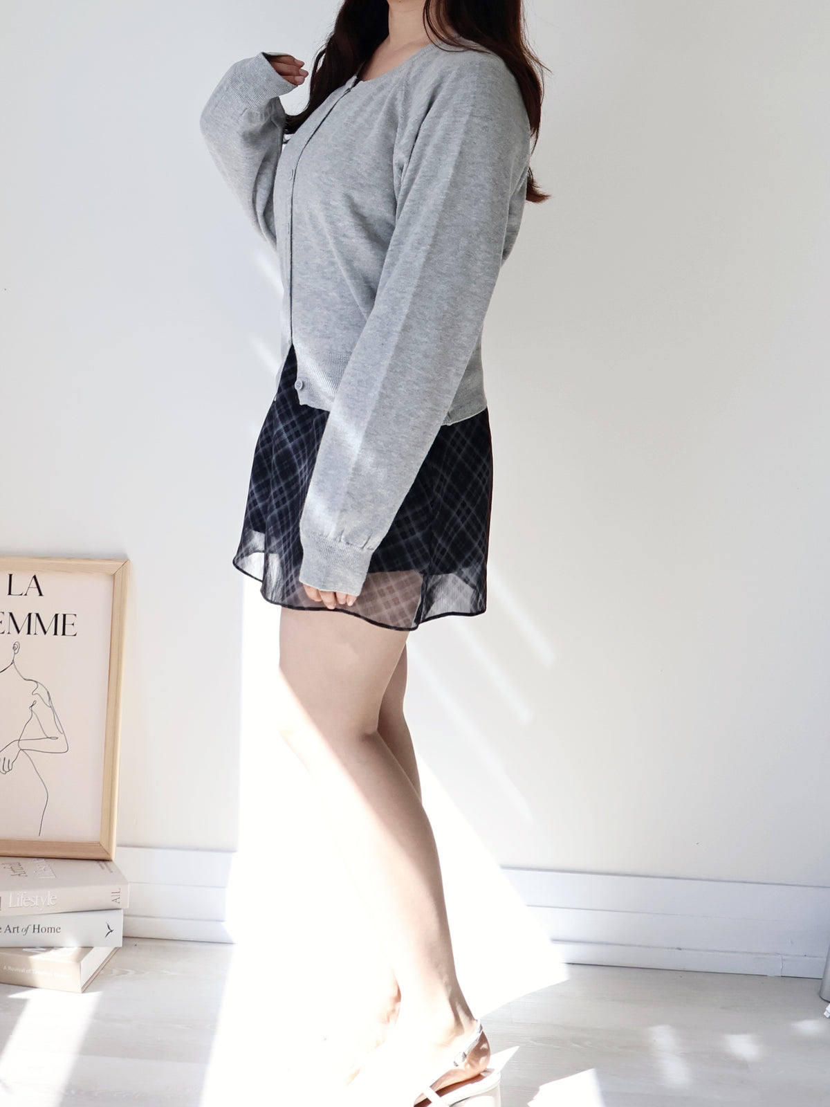 Premium Italian Cotton Soft-Touch Raglan Cardigan(Grey)