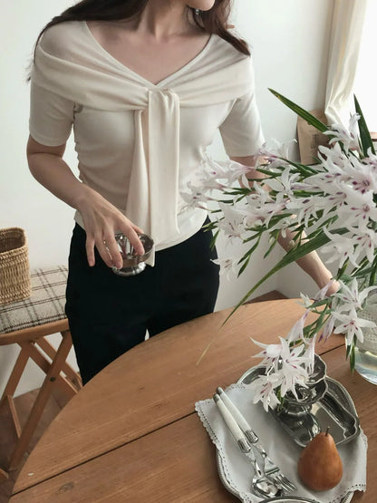 Romantic Tie-Neck Sheer Chiffon Top(2 Colors)