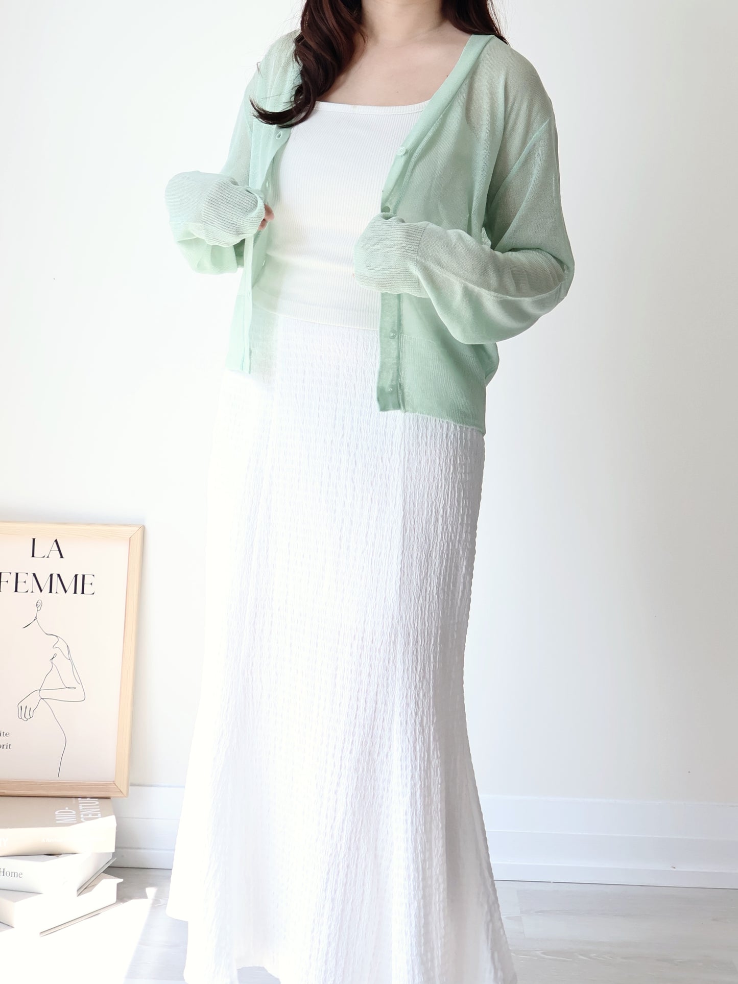 Featherlight Airy Ice-Silk UV-Block Knit Cardigan(Mint)