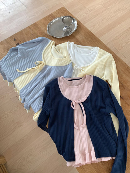 Romance Ribbon Colour-Block 2-Piece Set(3 colors)