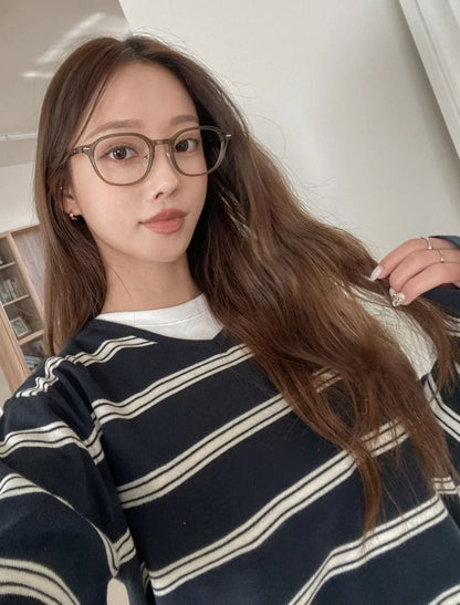 Relaxed V-Neck Striped Sweater(3 colors)