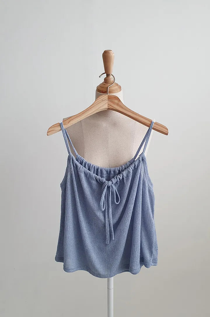Airy Relaxed Linen Cami & Cardigan 2-Piece Set(Blue)