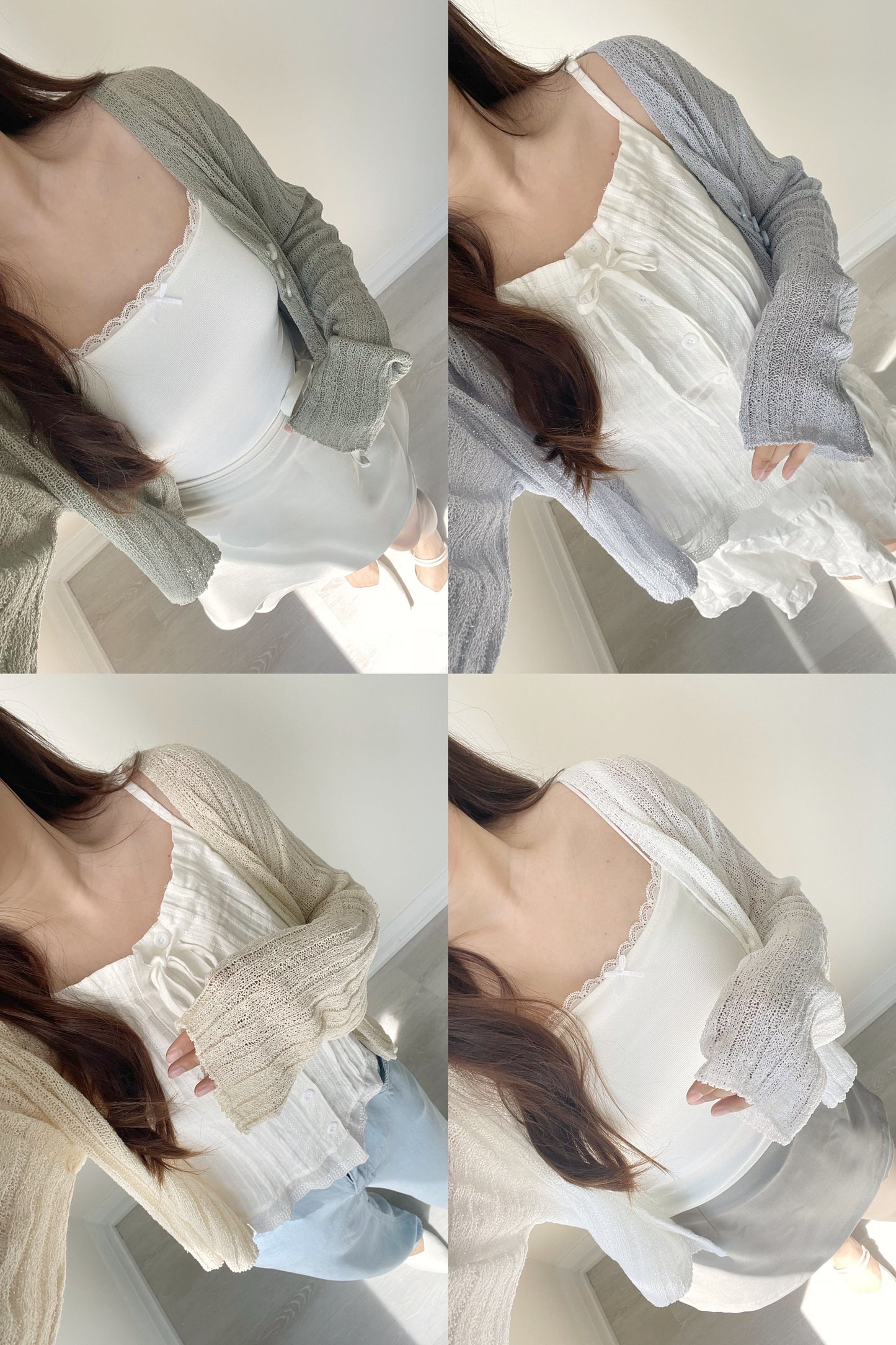 Relaxed Cinnamon V-Neck Knit Cardigan(Cream)
