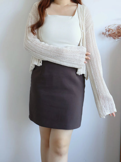 Cinnamon Stripe Draped Knit Cardigan(Beige)
