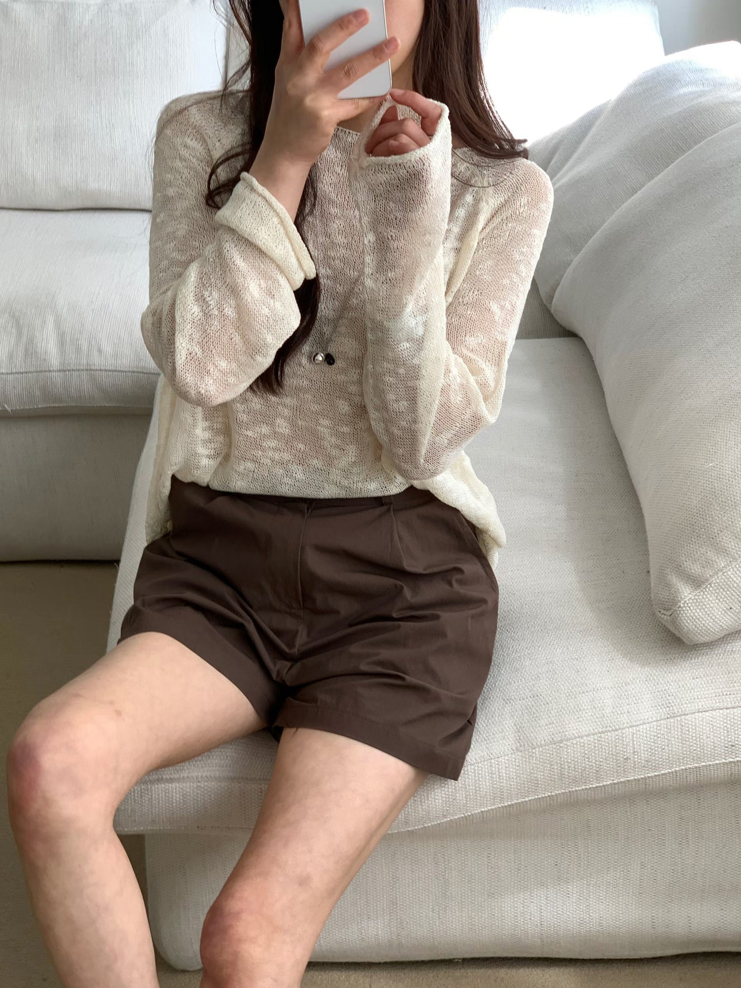 Melange Boat Neck Sheer Knit Top(4 colors)