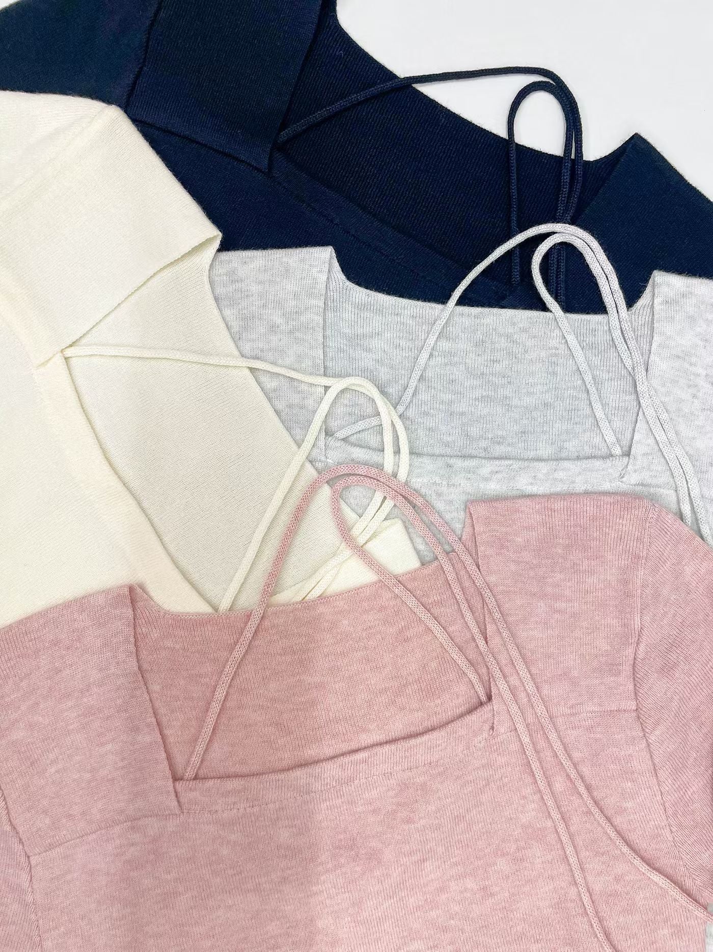 Square-neck Tie Knit Top(4 colors)