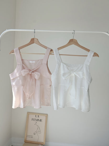 French Tie-Wrap Silky Swing-Hem Blouse(Peach)