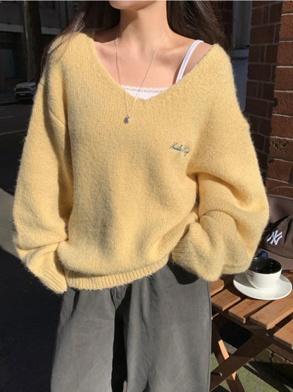 [10% Wool] Furry loose fit V-neck knit(5 colors)