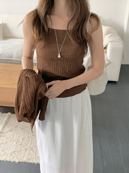 [Wrinkle-Free] Minimalist Waffle Cami+ Cardigan Set(3 colors)