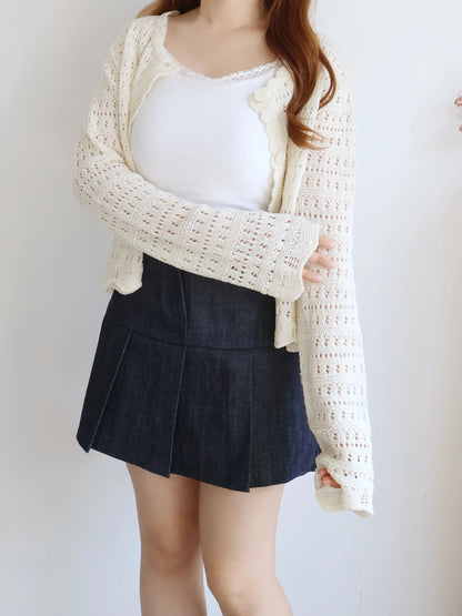 Romantic Lace-Trimmed Sheer Cardigan(Beige)