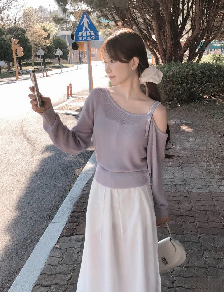 The Chérie One-Shoulder Knit Top(5 colors)
