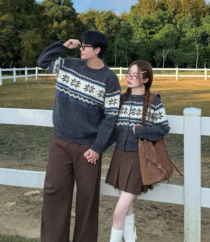 Nordic Snowflake Pattern Cardigan