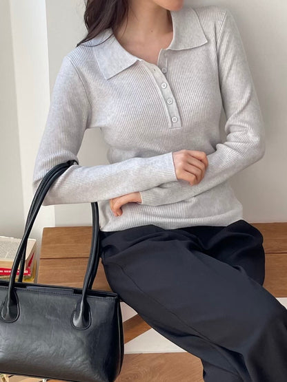 Casual Polo Knit Top(4 colors)