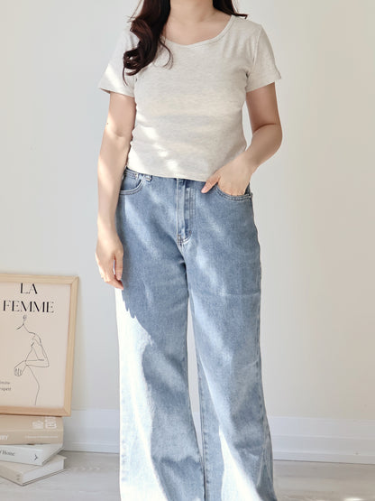 Everyday Breathable Waist-Contour Cotton Tee(4 colors)