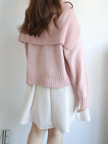 Sailor Collar Zip Cardigan(Pink)