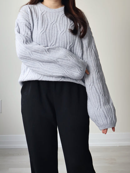Cloud-Soft Twist Bread Sweater(Sky  blue)