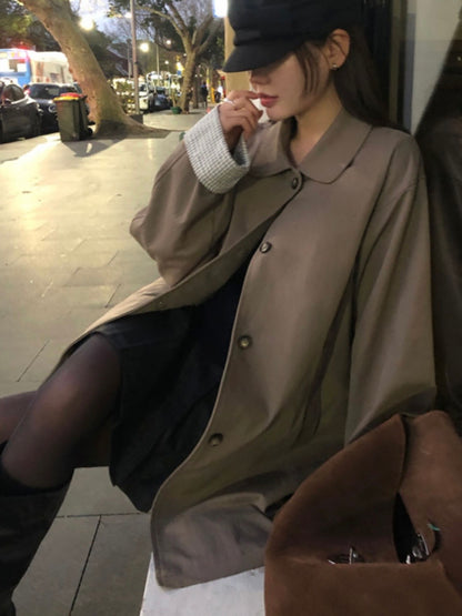 Plaid-lined Trench Coat(3 colors)